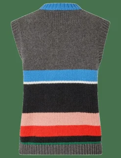 STINE GOYA 2421 Chunky Cotton Wool, Crewneck V - Stickade västar|Kvinnor Västar