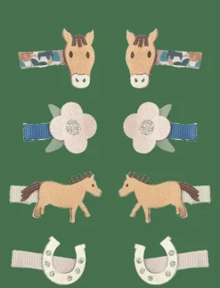 Mimi & Lula 8 Hair Clips - Mini Horse Homestead - Hårklämmor|Barn Håraccessoarer