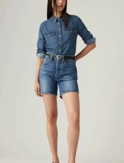 Kvinnor Levi's® Shorts|501 MID THIGH SHORT BLUE BEAUT - Jeansshorts