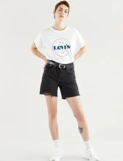 Kvinnor Levi's® Denimkläder|Shorts|501 MID THIGH SHORT LUNAR BLAC - Jeansshorts