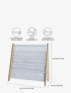 3 Sprouts Bookcase, Gingham - Förvaringskorgar|Barn Inredning|Inredning