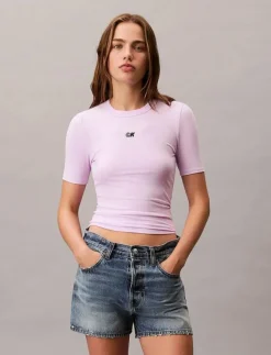Kvinnor Calvin Klein Jeans T-Shirts & Toppar|A- Modal Rib Tee (essential) - T-shirts