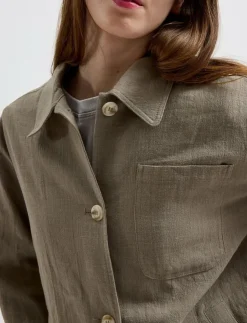 Kvinnor Brixtol Textiles Overshirts|Ally Linen Brown - Overshirts