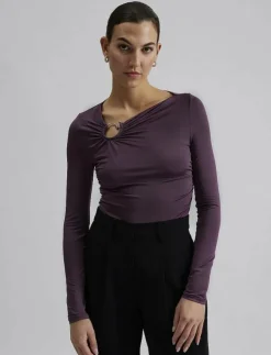 Malina Amilia ring detail jersey top - Långärmade toppar|Kvinnor T-Shirts & Toppar