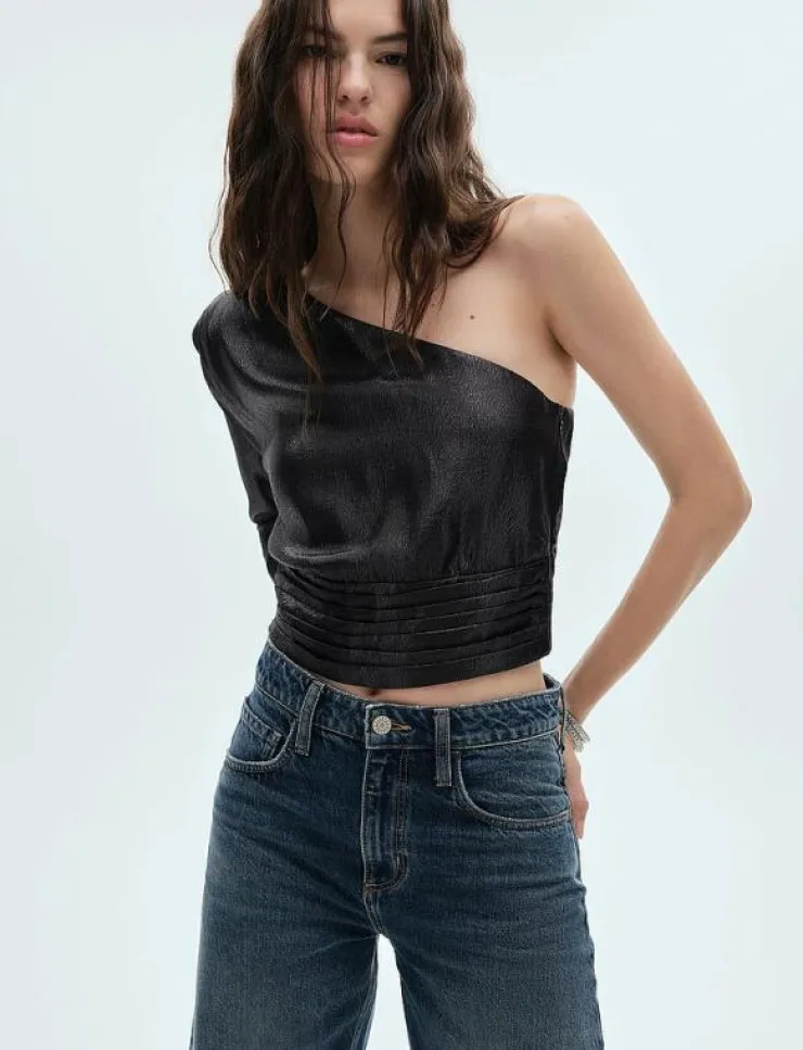 Mango Asymmetrical puff sleeve blouse - Långärmade blusar|Kvinnor Blusar & Skjortor