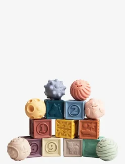 Barn Magni Toys Babyleksaker|Babyleksaker|Baby massage set with stack blocks 15 pcs. - Stapelbara klossar