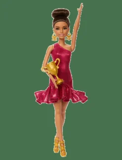 Barn Barbie Dockor & Tillbehör|Ballroom Dancer Fashion Doll with Brown Styled Hair, Dancing Trophy Accessory - Dockor