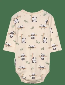 Geggamoja Bamboo wrap body panda - Långärmad bodysuit|Barn Bodysuits