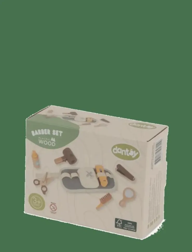 Barn Dantoy Rollspel|BARBER PLAY SET WOOD IN GIFTBOX 8 PCS - Låtsassmink & Accessoar