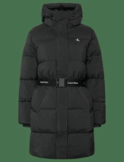 Calvin Klein Jeans BELTED MIDWEIGHT LONG PUFFER - Dun- & vadderade jackor|Kvinnor Jackor & Kappor