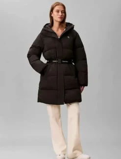 Calvin Klein Jeans BELTED MIDWEIGHT LONG PUFFER - Dun- & vadderade jackor|Kvinnor Jackor & Kappor