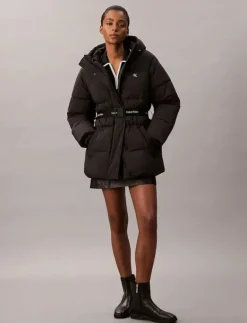 Calvin Klein Jeans BELTED MIDWEIGHT PUFFER - Dun- & vadderade jackor|Kvinnor Jackor & Kappor