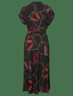 Kvinnor Lauren Ralph Lauren Klänningar|Belting-Print Belted Crepe Dress - Skjortklänningar