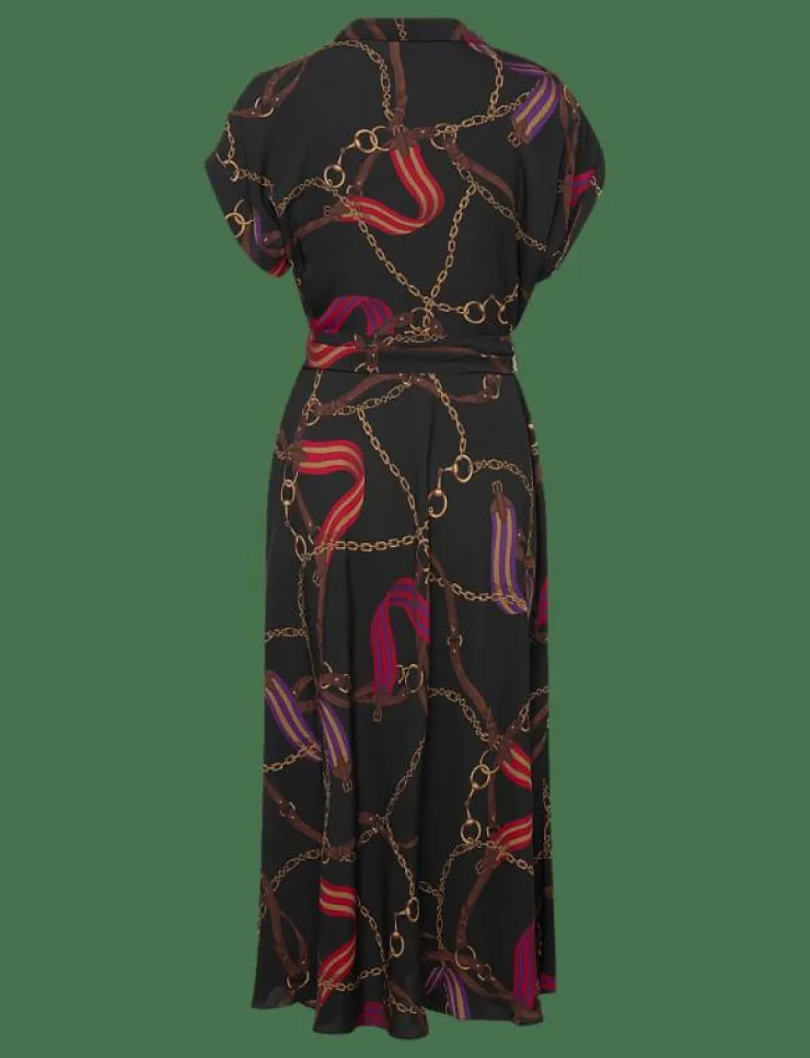 Kvinnor Lauren Ralph Lauren Klänningar|Belting-Print Belted Crepe Dress - Skjortklänningar