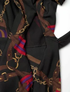 Kvinnor Lauren Ralph Lauren Klänningar|Belting-Print Belted Crepe Dress - Skjortklänningar