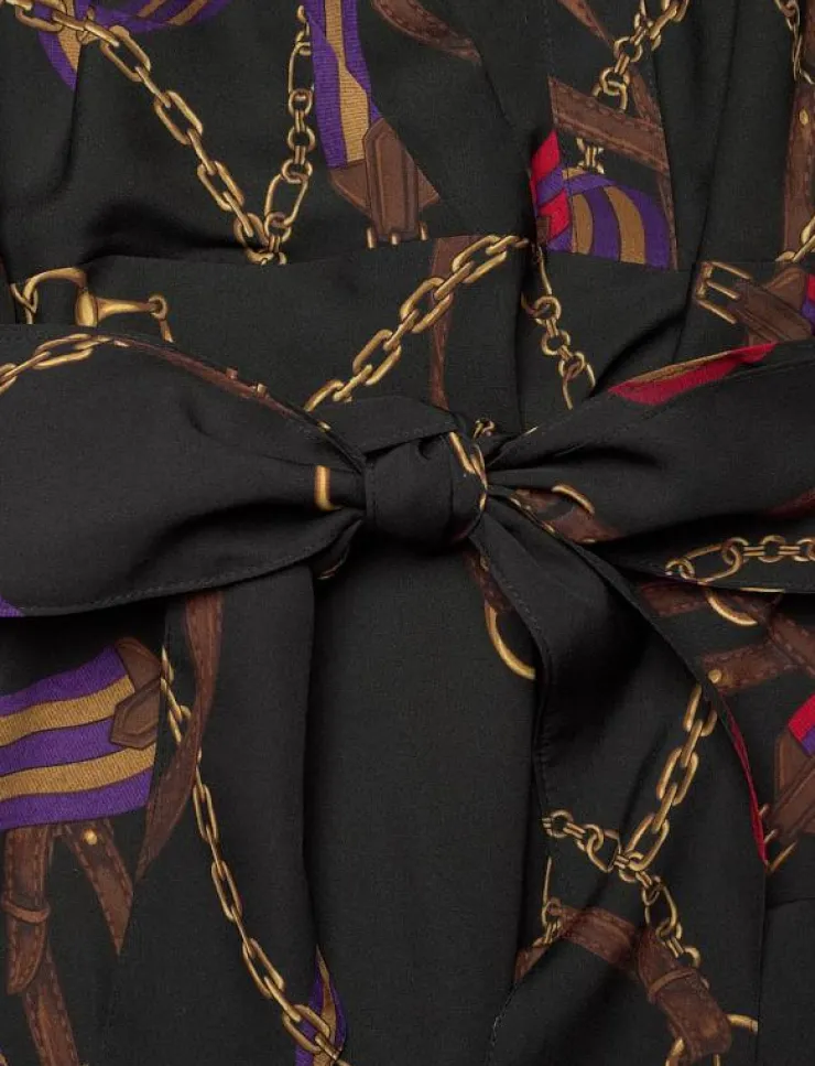 Kvinnor Lauren Ralph Lauren Klänningar|Belting-Print Belted Crepe Dress - Skjortklänningar