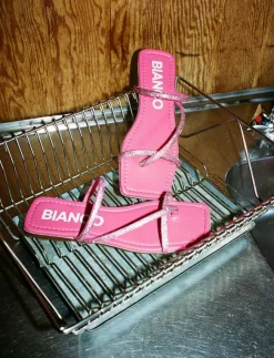 Bianco BIASISSEL Strappy Slide Rhinestone Smooth Leather - Sandaler|Kvinnor Sandaler