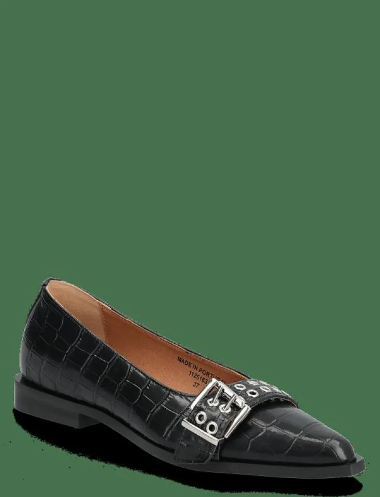 Kvinnor Bianco Ballerinaskor|BIAVICTORIA Buckle Ballet Flat Croco Embossed Leather - Ballerinas