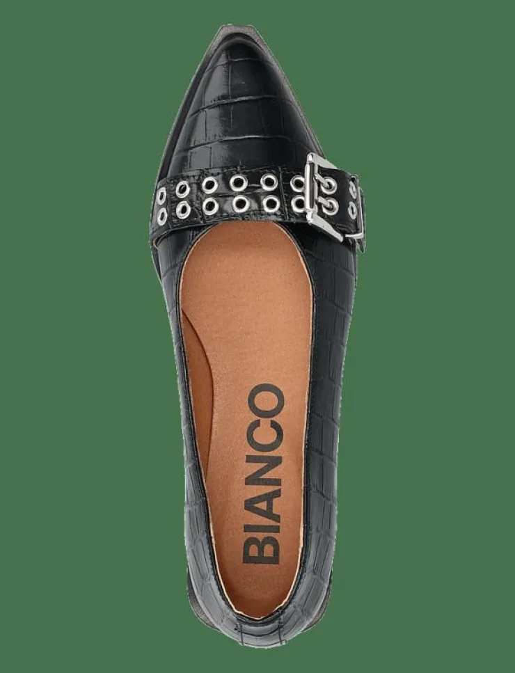 Kvinnor Bianco Ballerinaskor|BIAVICTORIA Buckle Ballet Flat Croco Embossed Leather - Ballerinas