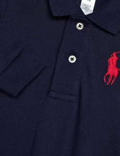 Ralph Lauren Baby Big Pony Cotton Mesh Polo Coverall - Långärmad bodysuit|Barn Bodysuits