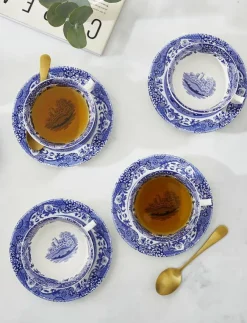 Spode Blue Italian Teacup & Saucer 4-pack - Tekoppar| Muggar & Koppar