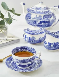 Spode Blue Italian Teacup & Saucer 4-pack - Tekoppar| Muggar & Koppar