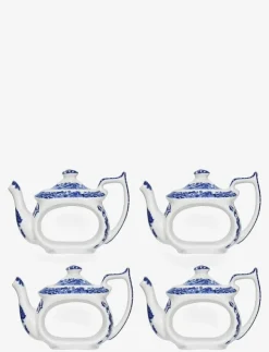 Spode Blue Italian Teapot Napkin Rings - Set of 4 - Servettringar & Servettställ| Serveringstillbehör