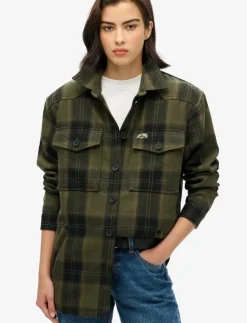 Kvinnor Superdry Overshirts|BORG CHECK OVERSHIRT - Tunna jackor