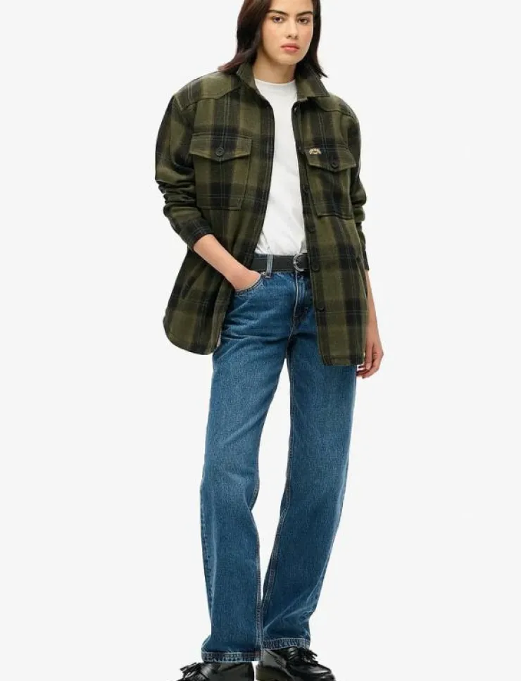 Kvinnor Superdry Overshirts|BORG CHECK OVERSHIRT - Tunna jackor