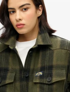 Kvinnor Superdry Overshirts|BORG CHECK OVERSHIRT - Tunna jackor