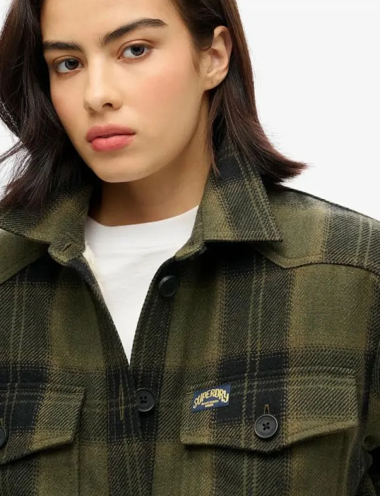 Kvinnor Superdry Overshirts|BORG CHECK OVERSHIRT - Tunna jackor