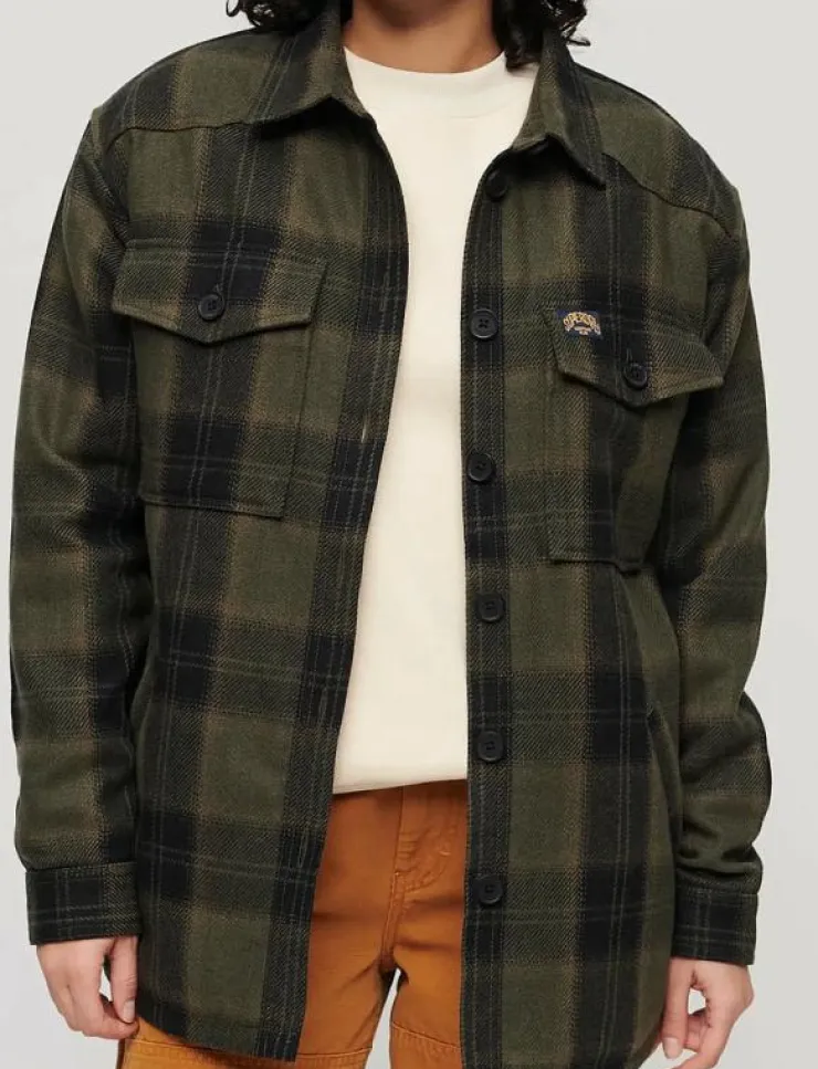 Kvinnor Superdry Overshirts|BORG CHECK OVERSHIRT - Tunna jackor