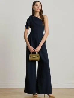 Kvinnor Lauren Ralph Lauren Jumpsuits|Bow-Trim Crepe One-Shoulder Jumpsuit - Jumpsuits