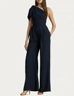 Kvinnor Lauren Ralph Lauren Jumpsuits|Bow-Trim Crepe One-Shoulder Jumpsuit - Jumpsuits