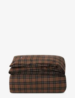 Lexington Home Sängtextilier|Brown/Dk Gray Checked Cotton Flannel Duvet Cover - Påslakan