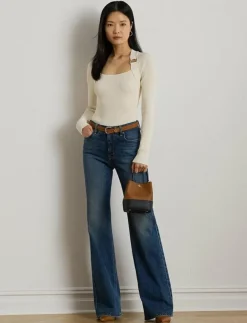 Lauren Ralph Lauren Buckle-Trim Rib-Knit Sweater - Långärmade toppar|Kvinnor T-Shirts & Toppar