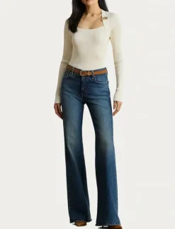 Lauren Ralph Lauren Buckle-Trim Rib-Knit Sweater - Långärmade toppar|Kvinnor T-Shirts & Toppar