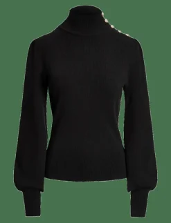 Kvinnor Lauren Ralph Lauren Stickat|Button-Trim Mockneck Sweater - Polotröjor