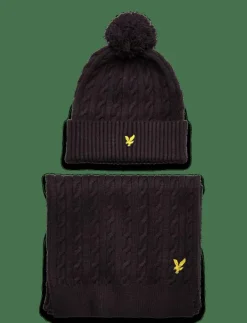 Lyle & Scott Cable Beanie and Scarf Set - Halsdukar| Mössor & Hattar|Sjalar & Halsdukar