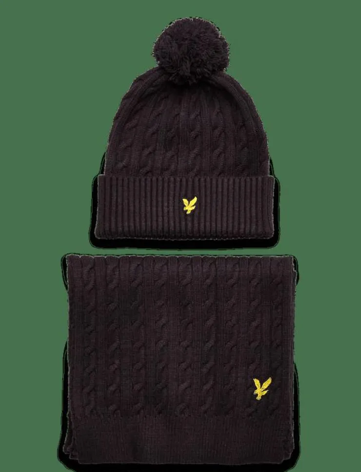 Lyle & Scott Cable Beanie and Scarf Set - Halsdukar| Mössor & Hattar|Sjalar & Halsdukar