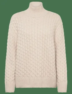 GANT CABLE KNIT MOCK NECK - Polotröjor|Kvinnor Plus Size & Curvy|Stickat