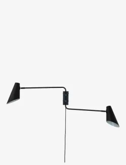 Dyberg Larsen Cale svart vägglampa med/ 2 armar - Vägglampor| Lampor