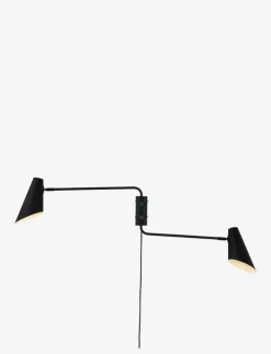 Dyberg Larsen Cale svart vägglampa med/ 2 armar - Vägglampor| Lampor