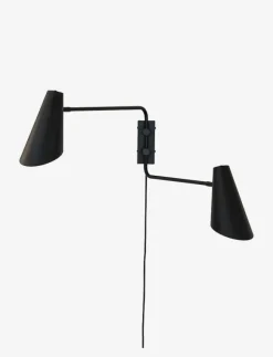 Dyberg Larsen Cale svart vägglampa med/ 2 armar - Vägglampor| Lampor
