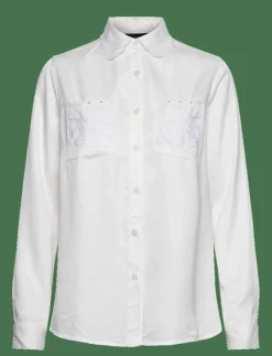 Kvinnor Lexington Clothing Blusar & Skjortor|Candice Embroidered Satin Blouse - Långärmade