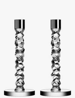 Orrefors CARAT LJUSSTAKE SILVER 2-PACK - Dekoration| Ljusstakar & Ljushållare