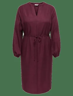 Kvinnor ONLY Carmakoma Klänningar|CARBAY LS V-NECK BLK DRESS WVN BF - Midiklänningar