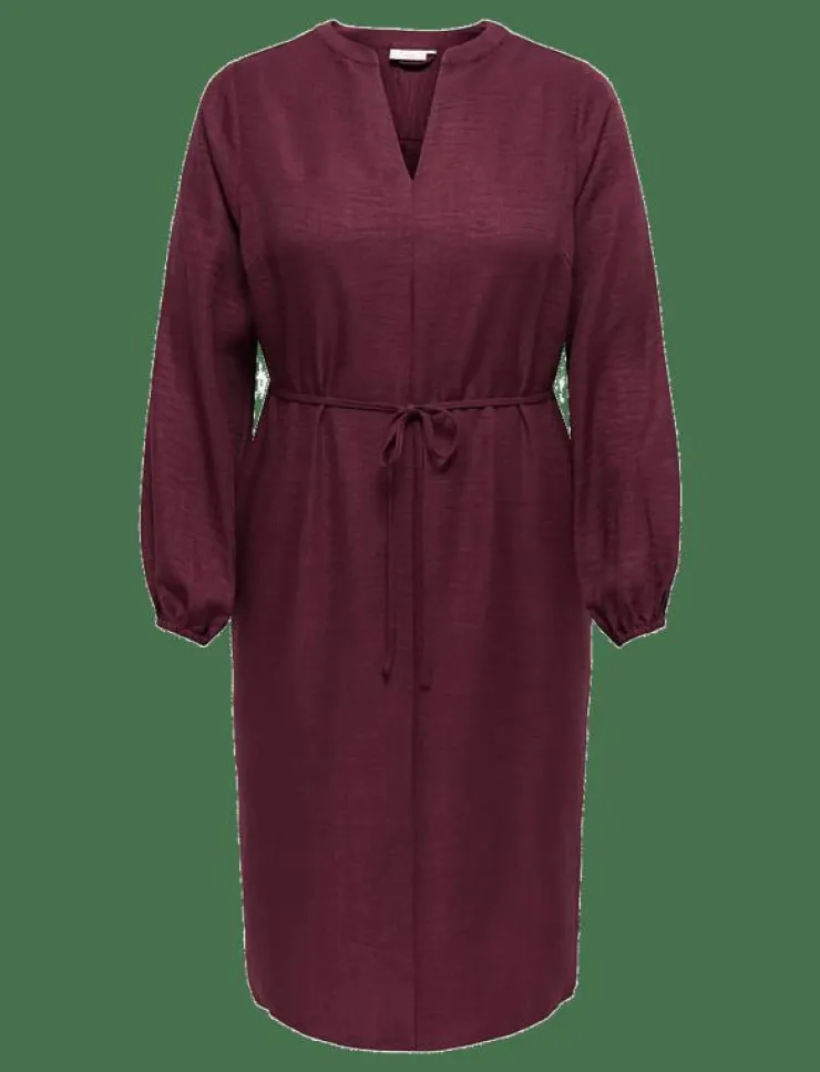 Kvinnor ONLY Carmakoma Klänningar|CARBAY LS V-NECK BLK DRESS WVN BF - Midiklänningar