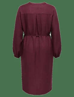 Kvinnor ONLY Carmakoma Klänningar|CARBAY LS V-NECK BLK DRESS WVN BF - Midiklänningar