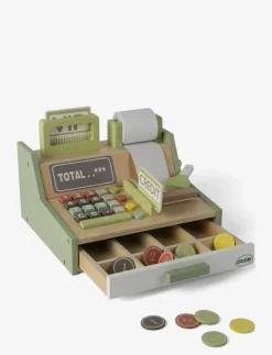 Barn Dantoy Rollspel|CASH REGISTER WOOD IN GIFT BOX 33 PARTS - Marknadsstånd